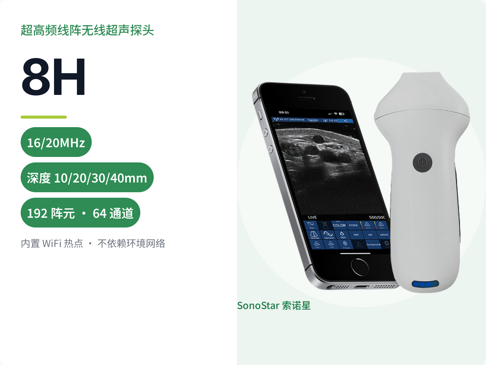 8H 超高频线阵无线超声探头（64通道）