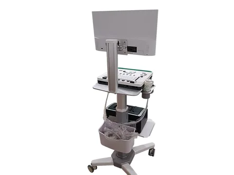 C5T推车整机背面实拍,显示器背板、主机箱体与耦合剂收纳盒