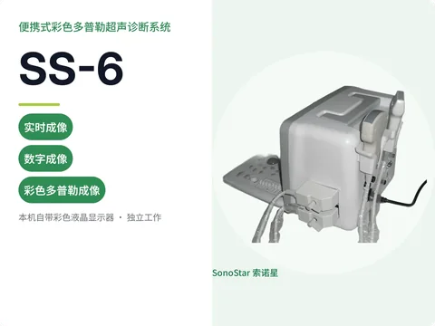 索诺星SS-6便携式彩色多普勒超声诊断系统宣传主图,箱式机身背面探头挂架视角