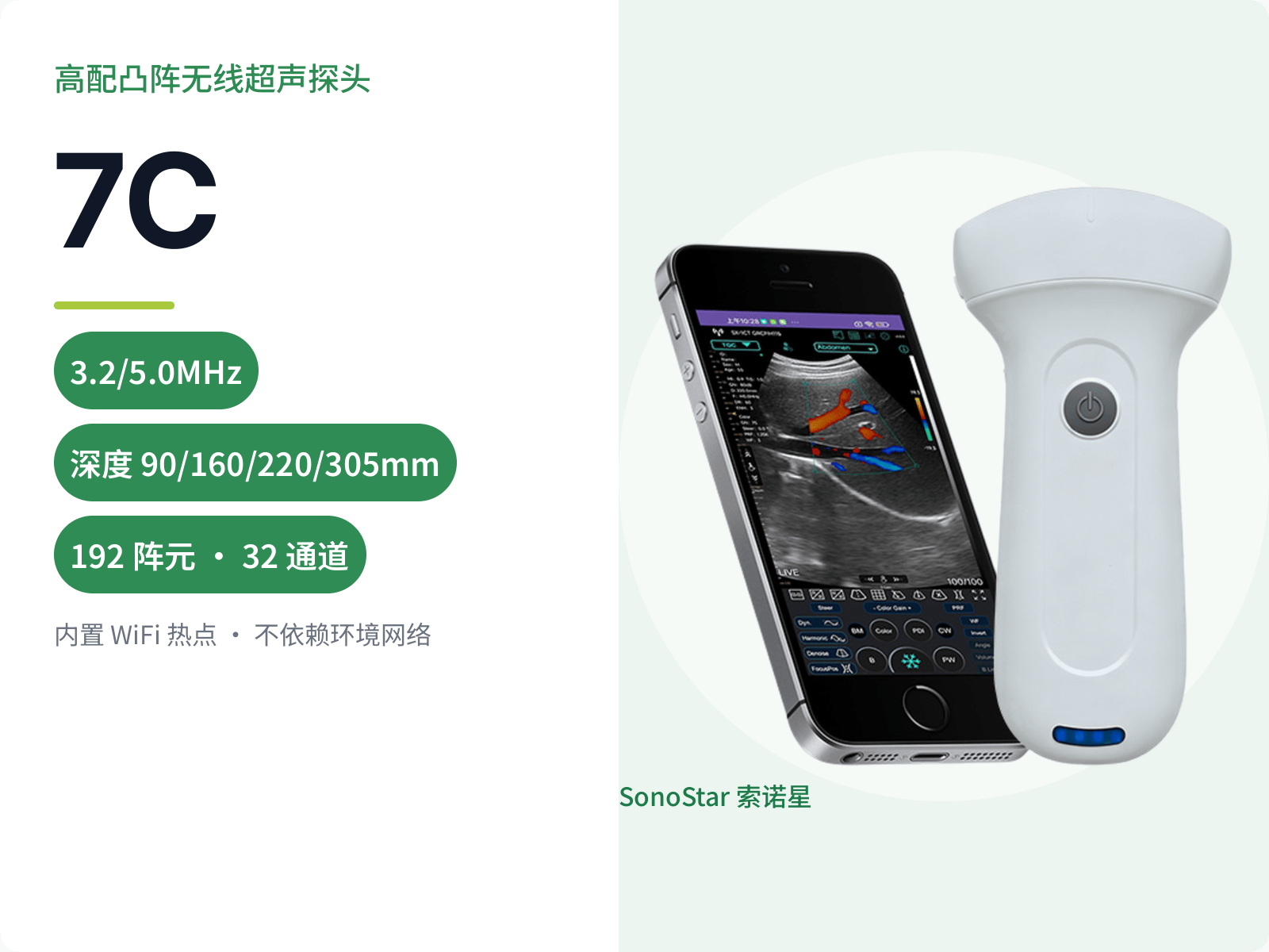 7C 高配凸阵无线超声探头